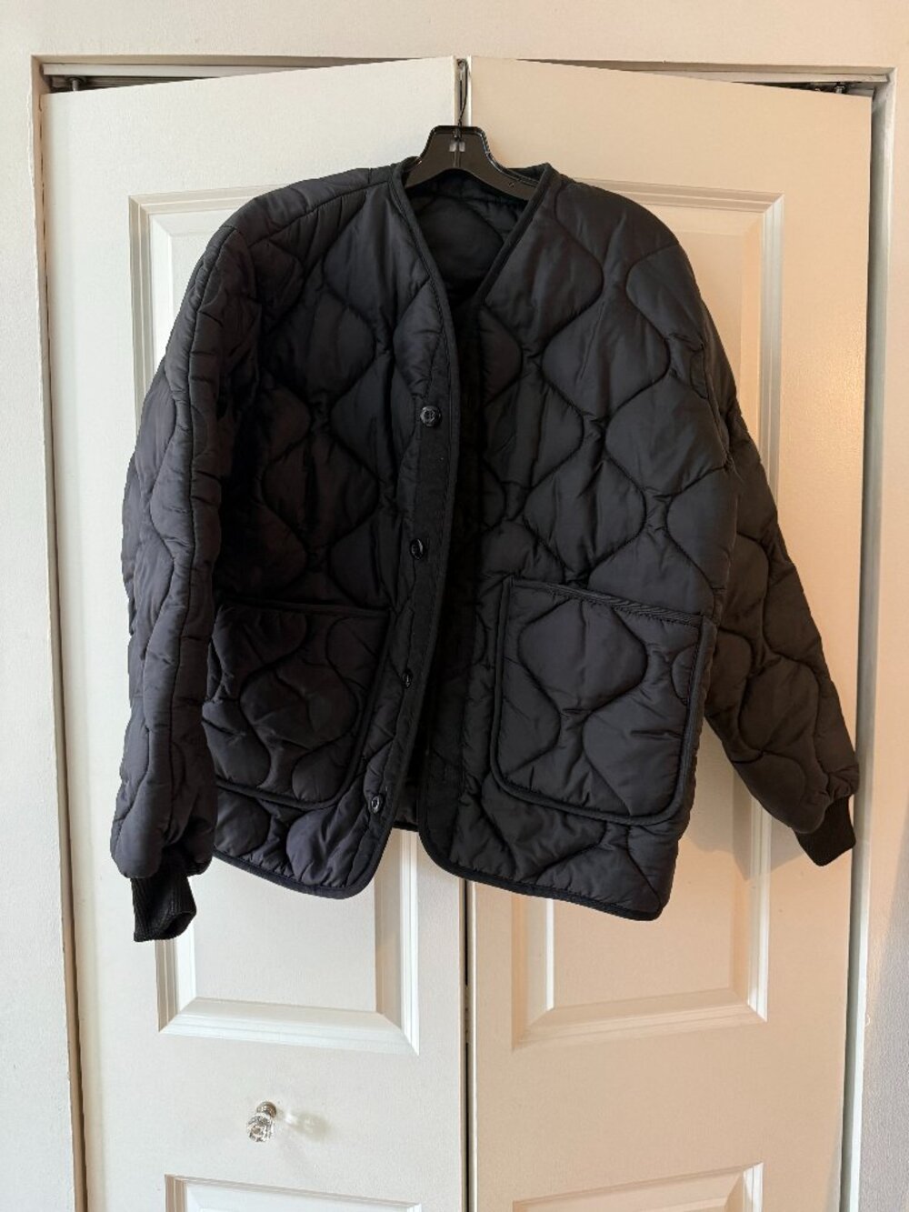 Vintage Propper Black Quilted Military Jacket Oversized Utility Coat